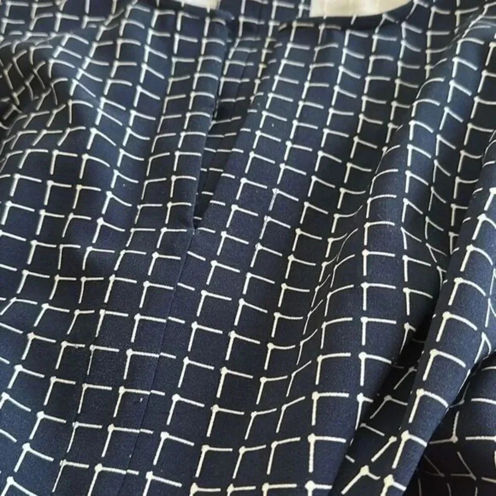 Lark & Ro Navy Blue White Checkered A-Line Dress Size 2 Sleeveless Belted - Picture 6 of 6